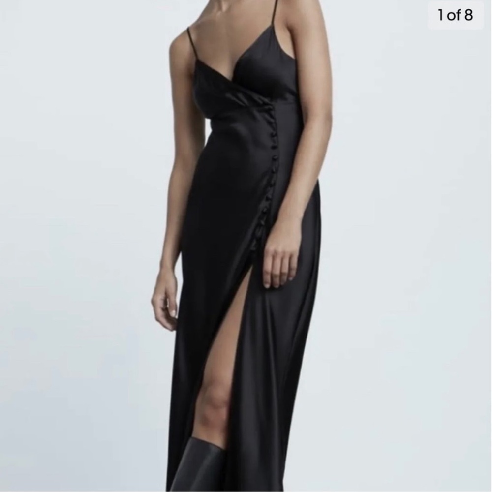 Zara Black Satin Maxi Dress